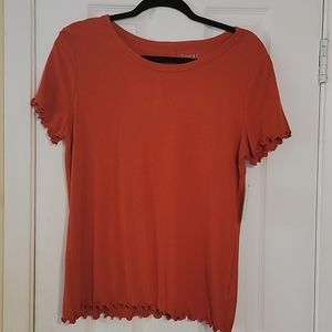 Time and Tru Ribbed Ruffle Sleeve Top